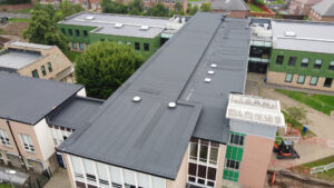 Photo of the completed St Edmunds Catholic Academy IKO ULTRA Prevent 25 roofing system