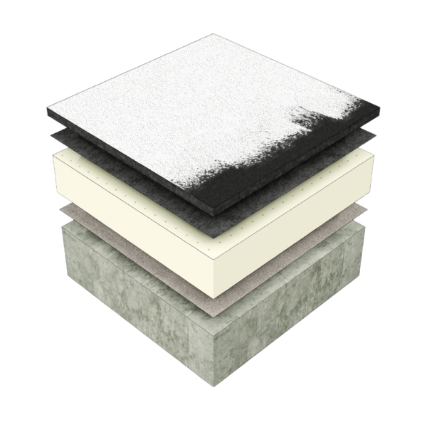 3D build-up graphic of an IKO Roofstar Plus system