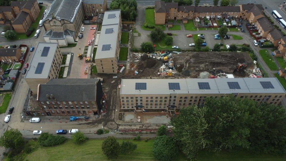 Photo of the East End Glasgow flatted development roof