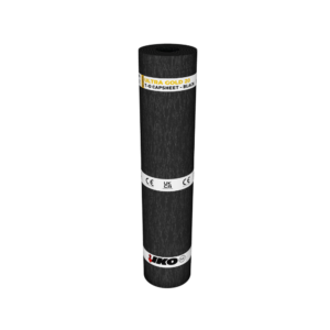 Photo of a black coloured IKO ULTRA Gold 20 Torch-On Capsheet roll