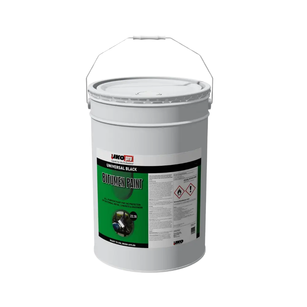 Image of a 22.5-litre tin of IKOpro Black Bitumen Paint