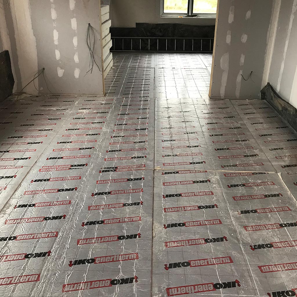 Photo of installed floor insulation at Highwood House, West Coast of Scotland