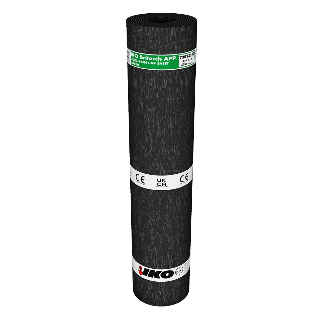 Image of a green coloured IKO Britorch APP Torch-On Capsheet roll