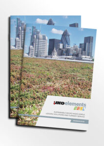 Mock-up of the IKO Elements Sustainable Roofing Systems Brochure front cover