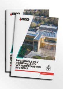 Mock-up of the IKO PVC Single Ply Roofing & Waterproofing Systems Brochure front cover