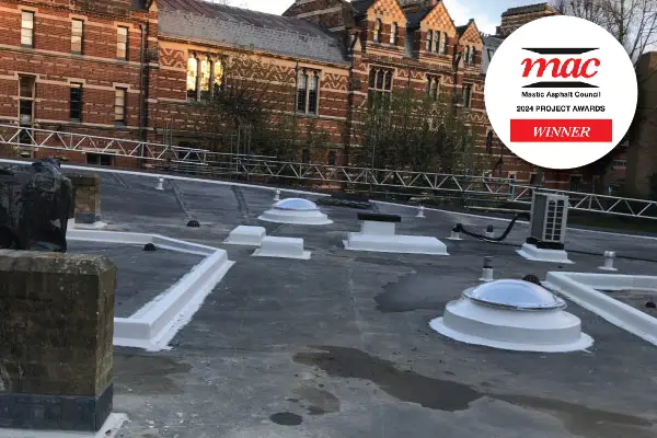 Image showing the Keble College roof - an IKO Permaphalt mastic asphalt system for a heritage roofing refurbishment project