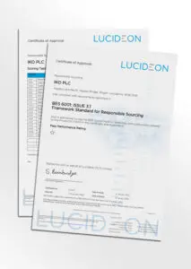 Mock-up of the IKO PLC BES 6001 Certificate for the Appley Bridge manufacturing facility