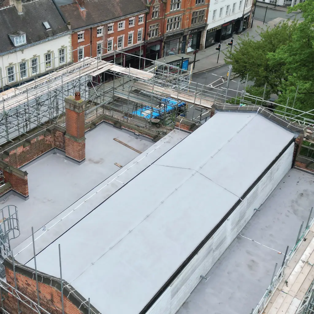 Image an IKO Permaphalt mastic asphalt system for a heritage roofing refurbishment project