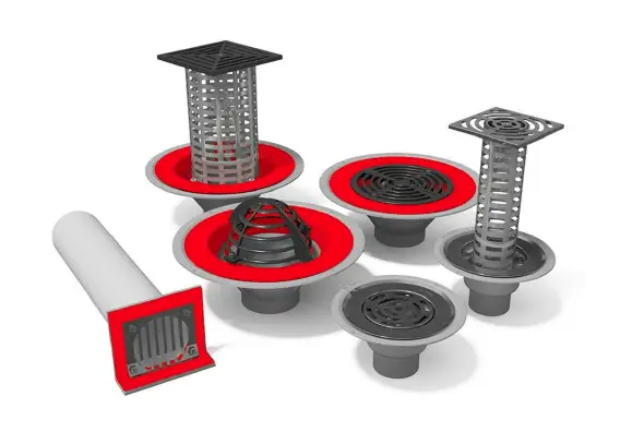 Image displaying the full group range of IKO Elite Rainwater Outlets