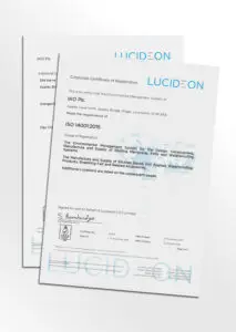 Mock-up of the IKO PLC ISO 14001 Certificate