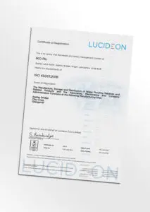 Mock-up of the IKO PLC ISO 45001 OHS Certificate