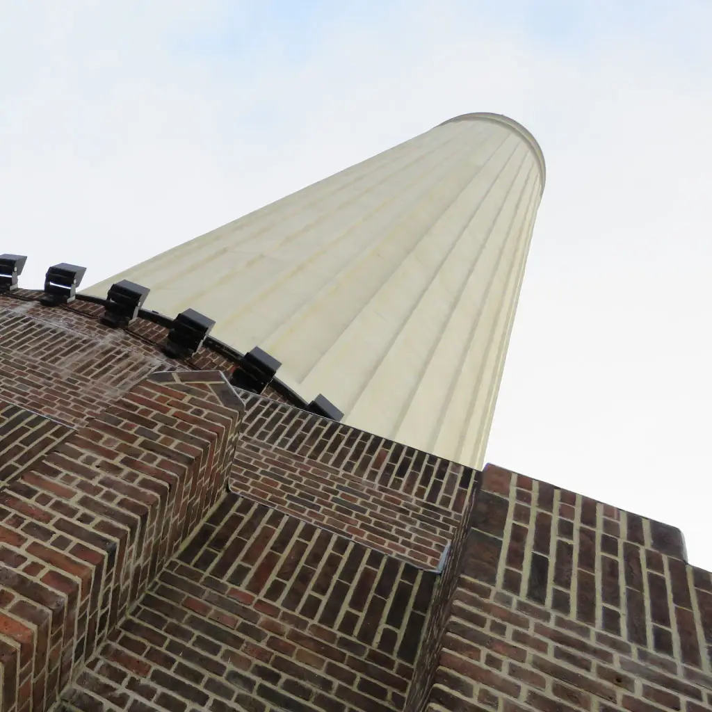 Photograph of one of the iconic Battersea Power Station towers