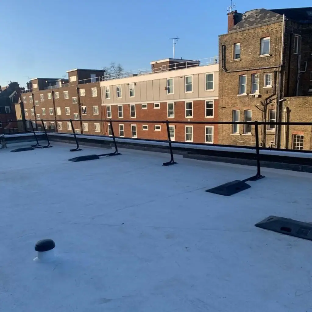 Photo of the completed IKO Permaphalt mastic asphalt roofing system at 50 Sloane Street London