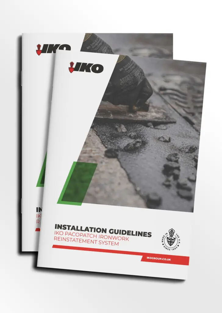 Mock-up image of the IKO Pacopatch Installation Guide front cover