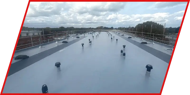 Photo of a warehousing and distribution industrial roofing system