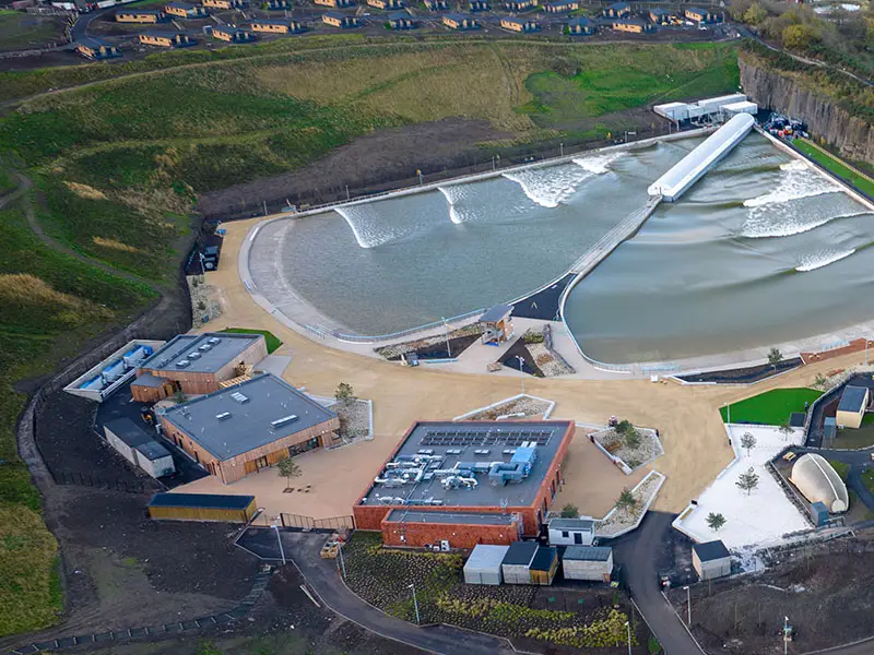 Photo of the IKO Armourplan P roofing system at the Lost Shore Surf Resort, Edinburgh