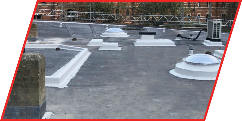 Photo of a completed education sector school roofing system