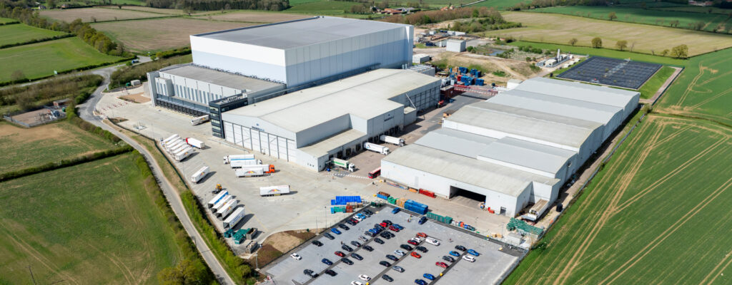 Photo of an IKO single ply industrial roofing system on a temperature-controlled warehousing project