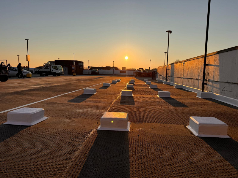 Photo of the IKO Permapark mastic asphalt car park waterproofing system installed at Sainsbury's Car Park, West Wickham, Greater London
