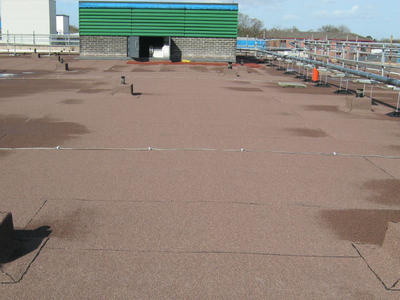 Photo of the IKO ULTRA Prevent 25 reinforced bituminous membrane flat roofing system installed at Wythenshawe Hospital