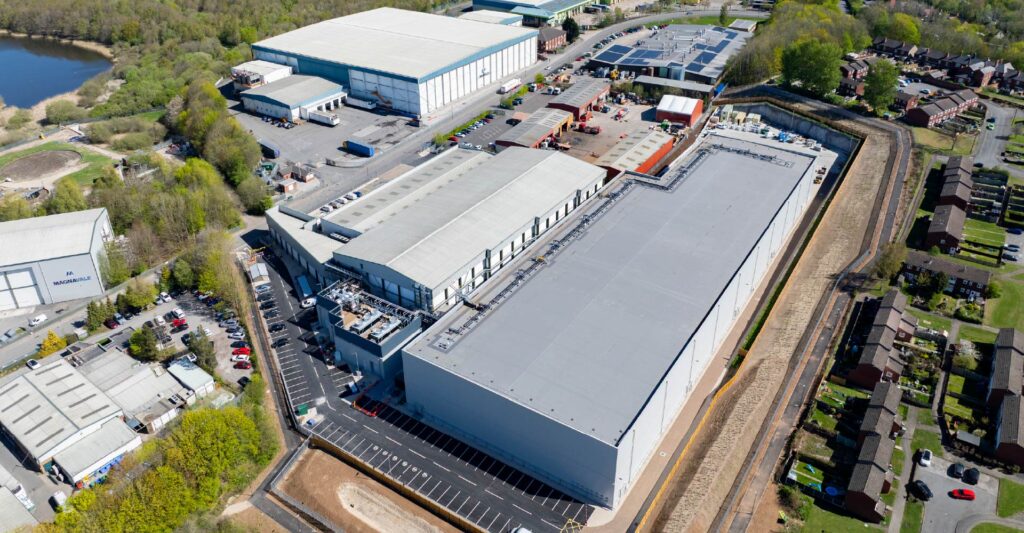 Photo of an IKO single ply industrial roofing system on a temperature-controlled warehousing project