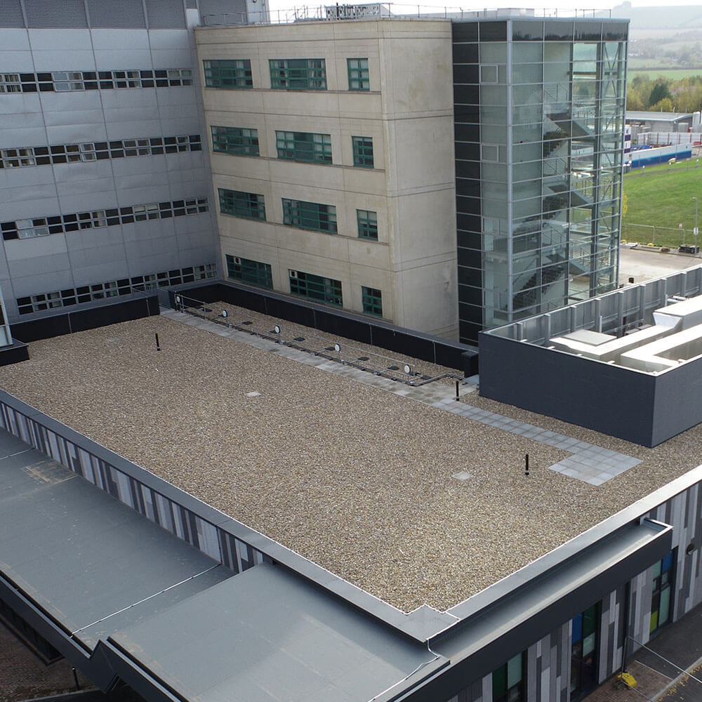 Aerial view photograph of Roofing Systems for Healthcare Facilities