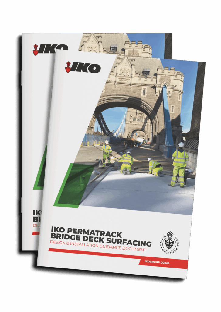 Mock-up of the IKO Permatrack Bridge Deck Surfacing Guide front cover