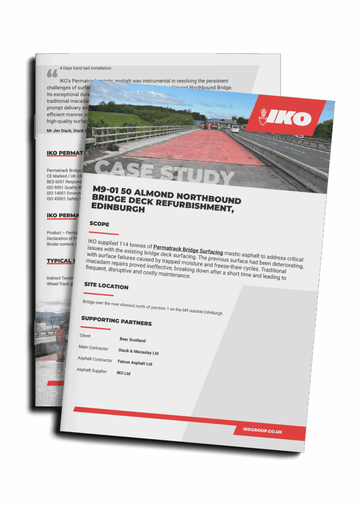 Mock-up of the M9 motorway IKO Permatrack bridge surfacing deck system brief case study