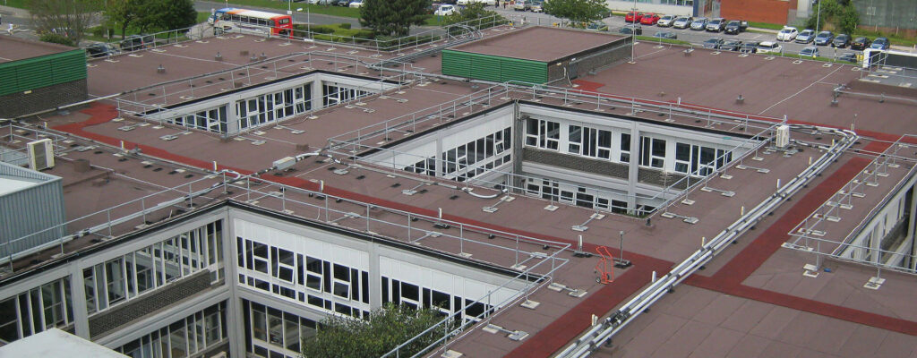 Aerial photo of roofing for healthcare buildings