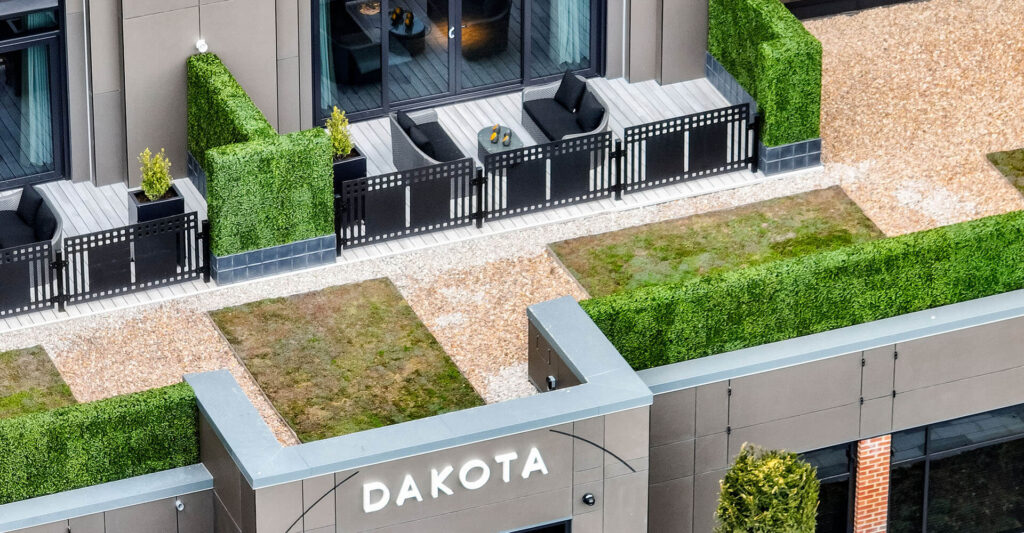 Partnering with IKO for sustainability and ESG blog - aerial photo of an installed IKO roofing system