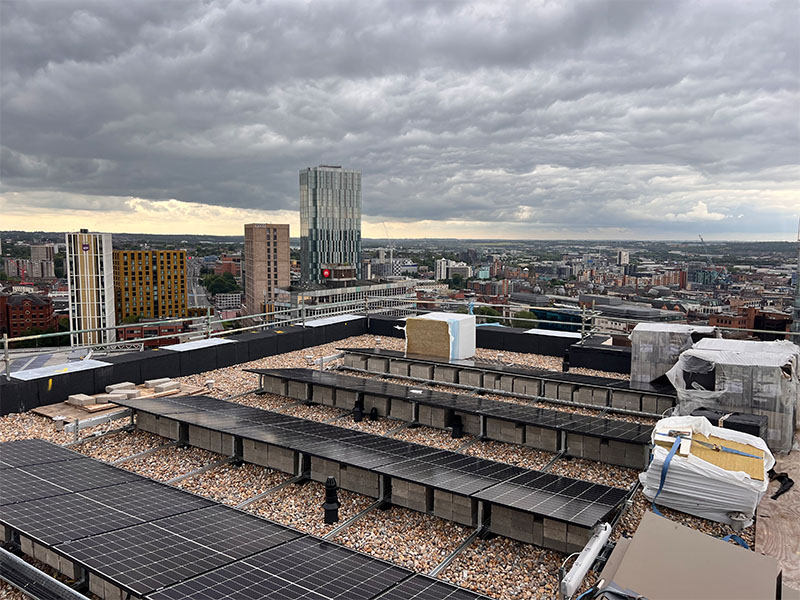 Photo of the IKO Permatec hot melt roofing and waterproofing system installed at the Leeds Technology Campus Redevelopment