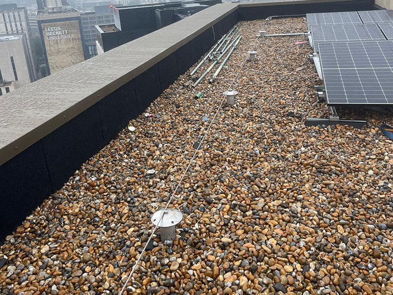 Photo of the IKO Permatec hot melt roofing and waterproofing system installed at the Leeds Technology Campus Redevelopment