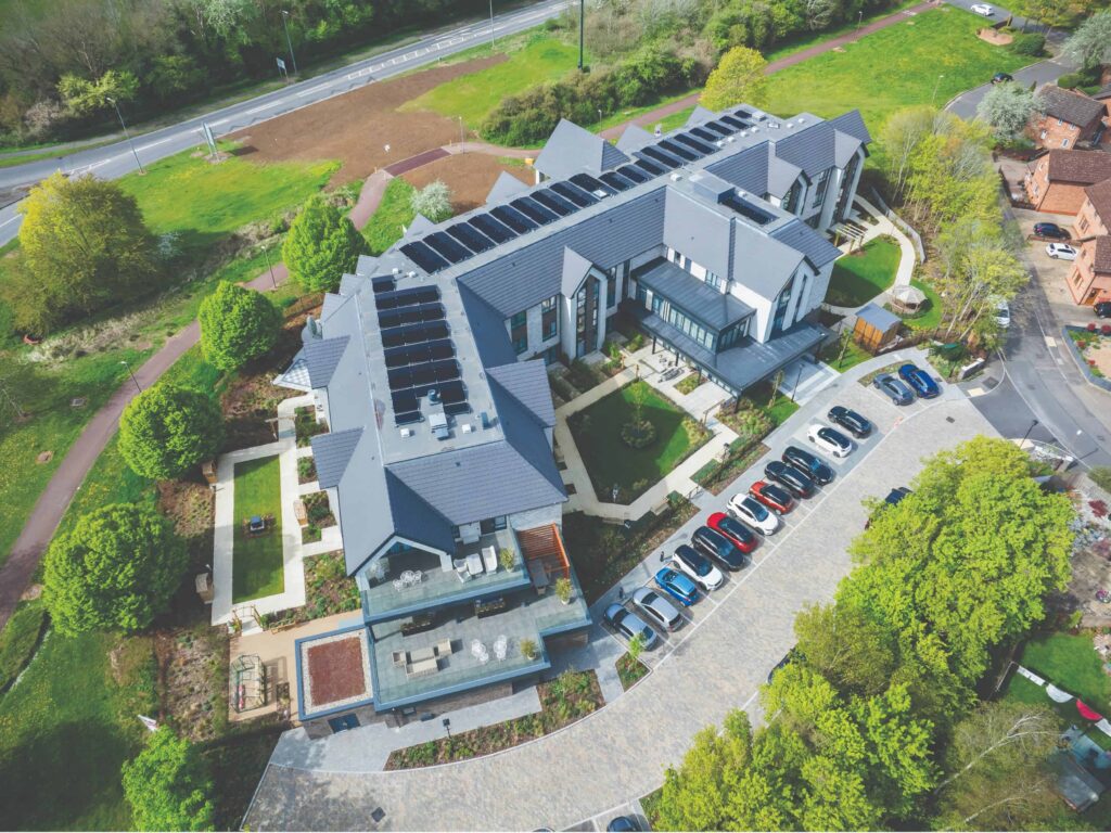 Elizabeth Gardens care home in Milton Keynes featuring IKO Armourplan PSG single ply roofing system
