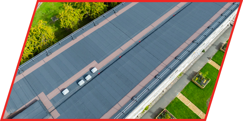 Photo of a completed education sector school roofing system