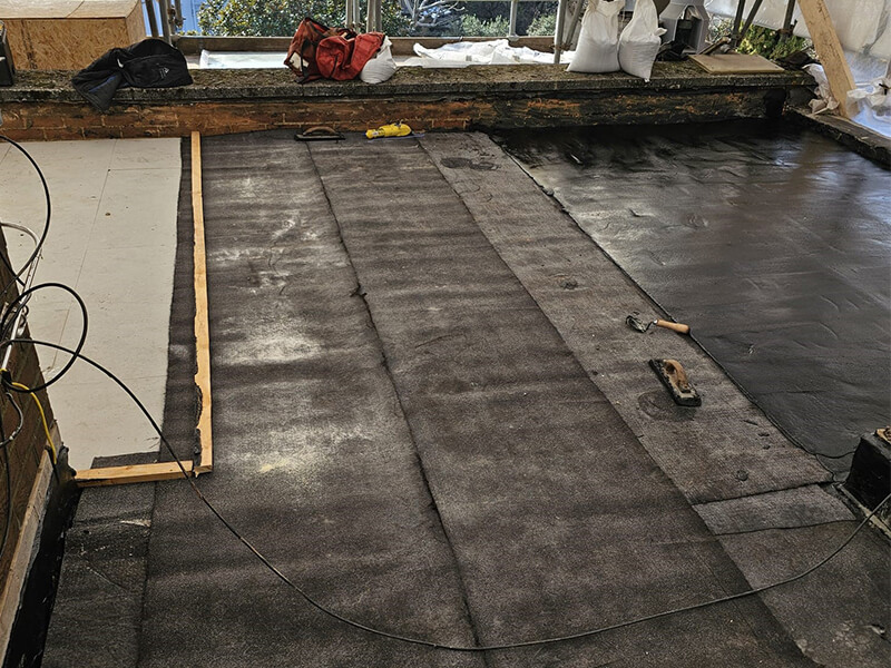 Heritage roof restoration at 2 Willow Road featuring IKO mastic asphalt waterproofing system