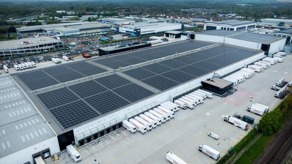 Photo of a warehousing and distribution industrial roofing system