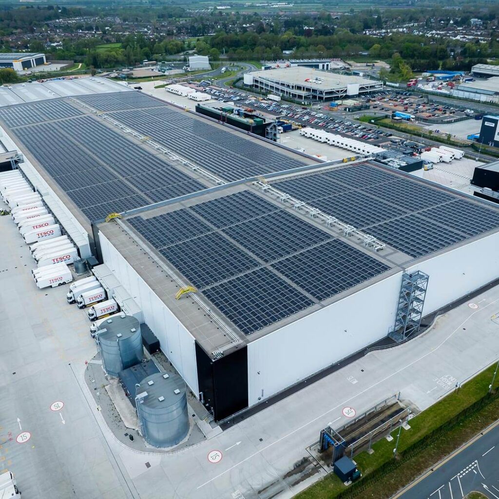 Photo of a warehousing and distribution industrial roofing system